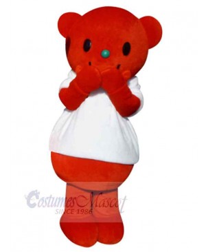 Red Bear with Green Nose Mascot Costume Animal