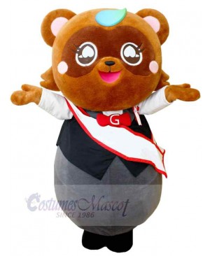 Excited Brown Bear Mascot Costume Animal