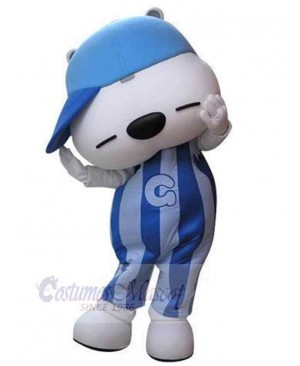 Sport Bear in Blue Hat Mascot Costume Animal