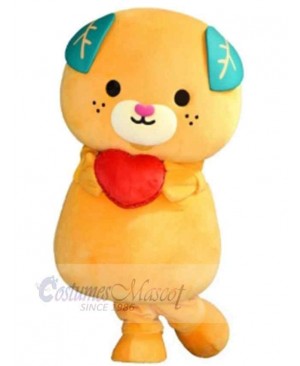 Bear with Red Heart Mascot Costume Animal
