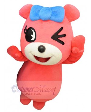 Happy Pink Bear Mascot Costume Animal