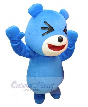 Happy Blue Bear Mascot Costume Animal