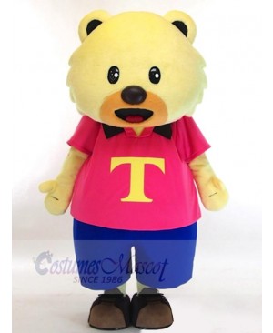 Bear in Pink T-shirt Mascot Costume Animal