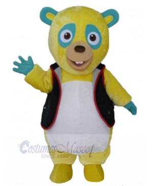 Yellow and Blue Bear Mascot Costume Animal