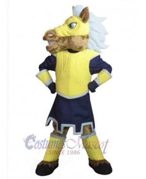 Mustang Horse in Yellow Vest Mascot Costume Animal