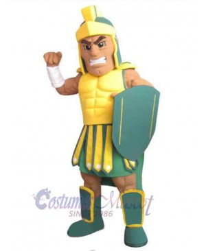 Green and Yellow Spartan Mascot Costume People