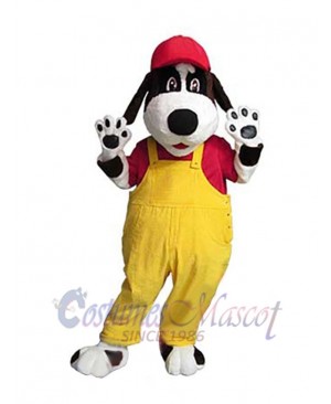 Dog with Yellow Overalls Mascot Costume Animal