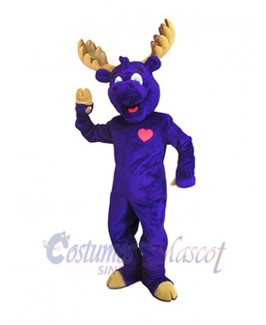 Happy Purple Moose Mascot Costume Animal