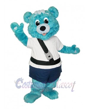 Furry Blue Bear Mascot Costume Animal