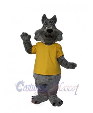 Wolf in Yellow T-shirt Mascot Costume Animal