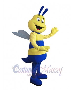 Blue and Yellow Bee Mascot Costume Insect