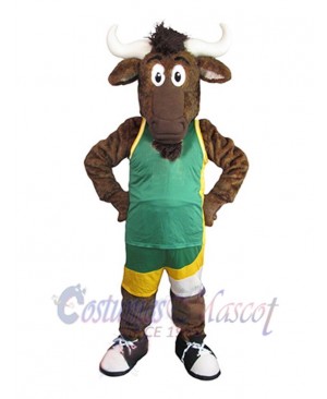 Bull in Green Vest Mascot Costume Animal