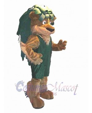 Lion in Green Vest Mascot Costume Animal