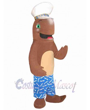 Brown Dolphin Mascot Costume Ocean