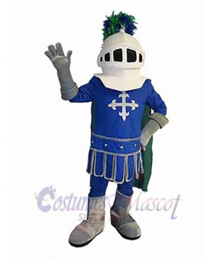 Blue and White Knight Mascot Costume People