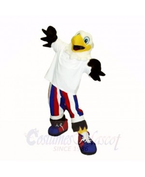 Smiling White Freedom Eagle Mascot Costumes Cartoon