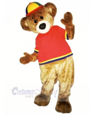 Brown Bear with Red T-shirt Mascot Costume Aniaml