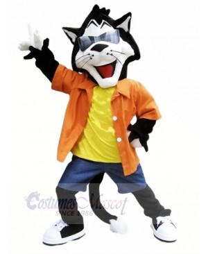 Fashion Cat with Glasses Mascot Costumes Cartoon	