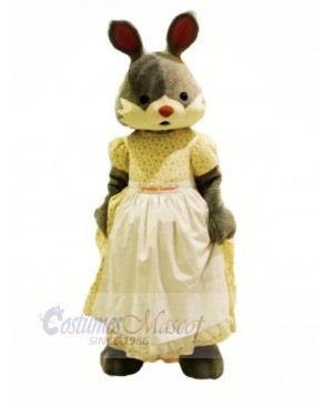 Lady Rabbit with White Dress Mascot Costumes