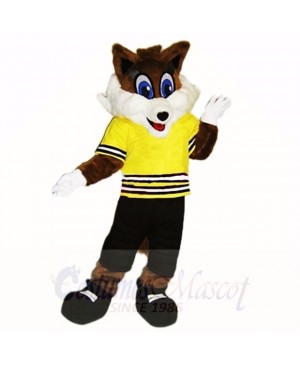 Sport Fox with Yellow Shirt Mascot Costumes School