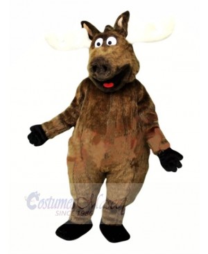 Happy Brown Moose Mascot Costumes Cartoon