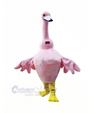 Pink Goose Mascot Costume Cartoon