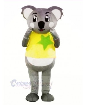 Grey Koala with Yellow T-shirt Mascot Costumes Cartoon
