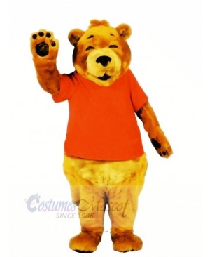 Smiling Bear in Orange T-shirt Mascot Costumes Cartoon