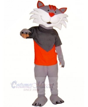 Happy Grey Cat Mascot Costumes Cartoon