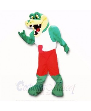 Friendly Lightweight Gator with Red and White Shirt Mascot Costumes School