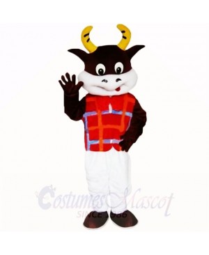 Friendly Lightweight Cow with Red Shirt Mascot Costumes School